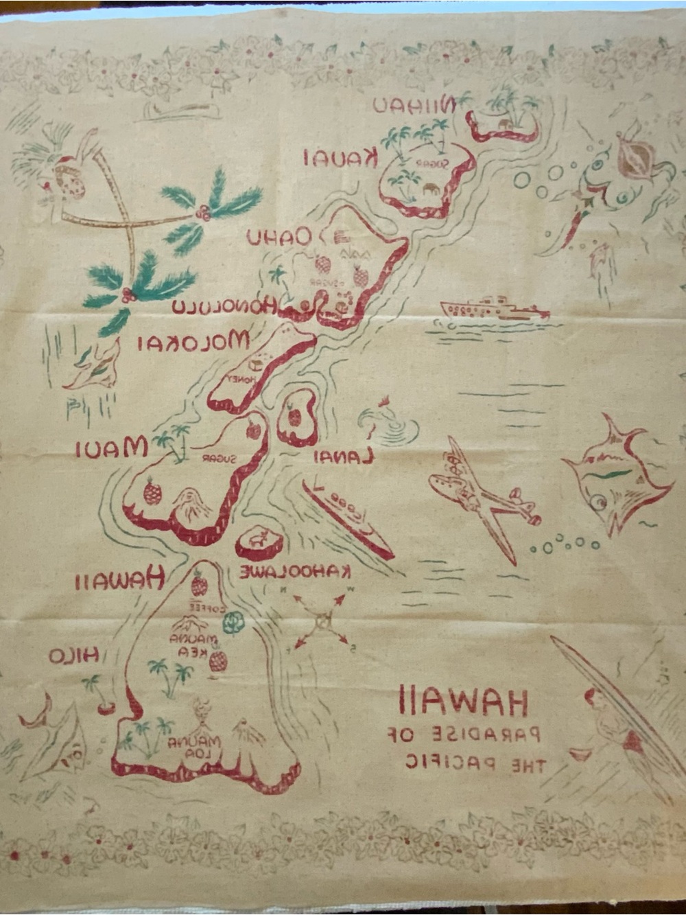 1940-50’s ‘Hawaii Paradise of the Pacific”Mint NOS
Tablecloth Rare - Picture 11 of 11